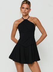 Hunnie Halter Mini Dress Black