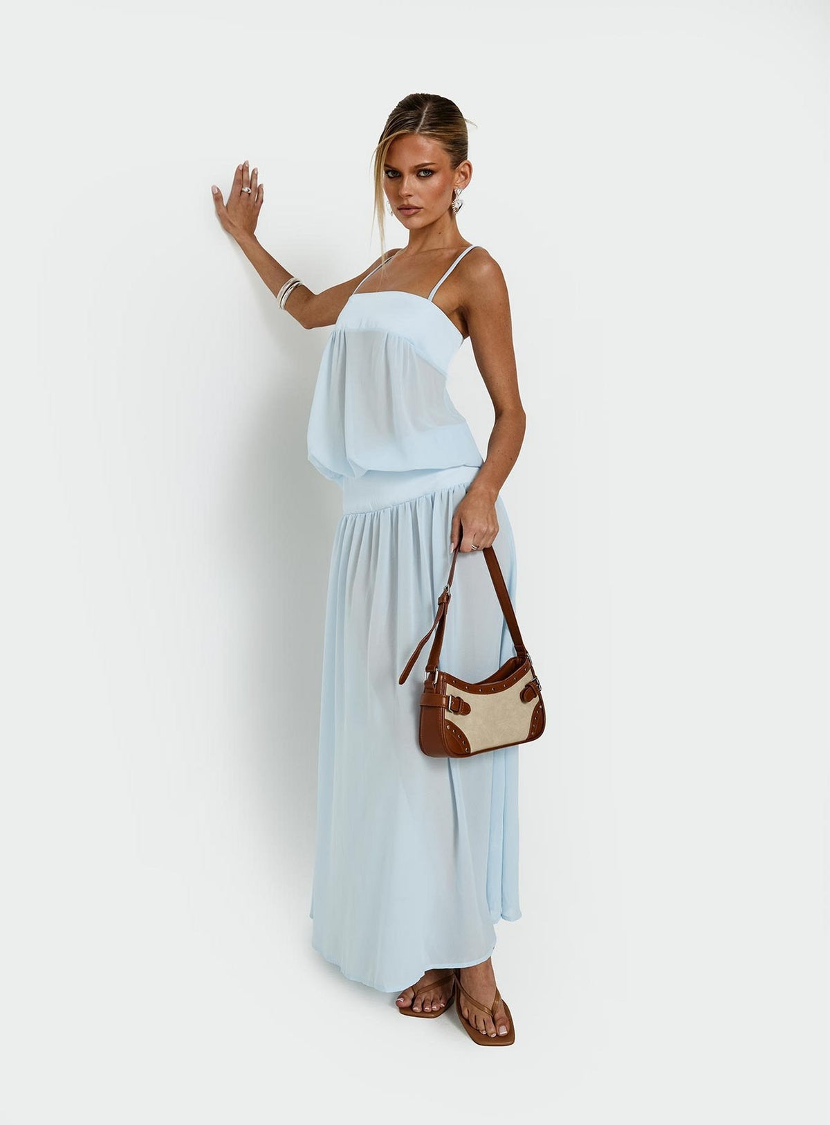 Gracia Blouson Maxi Dress Blue