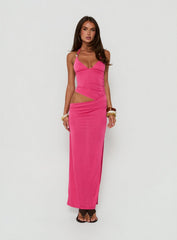 Imeraldia Hardware Halter Maxi Dress Guava