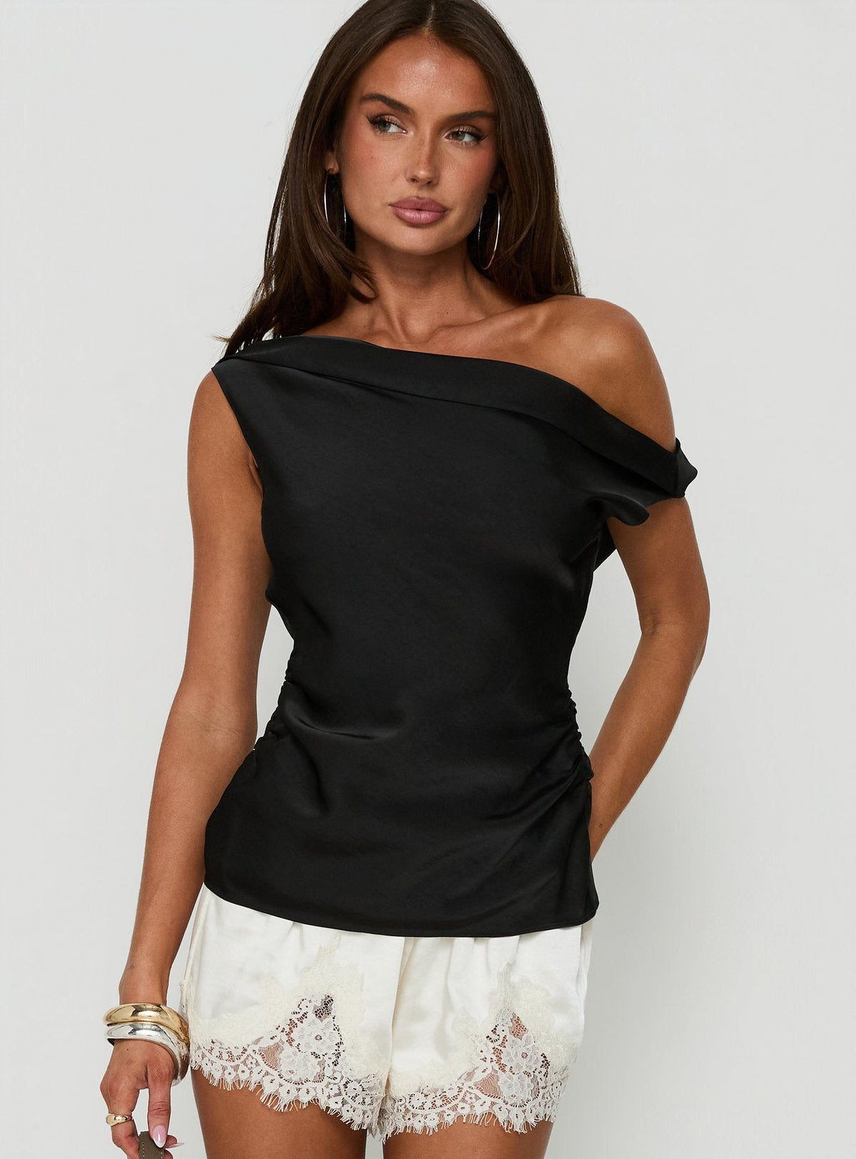 Sweetheart Off Shoulder Top Noir
