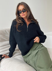 Ferry Zip Front Sweater Black