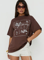 Hotel Sole Oversized Graphic Tee Brown