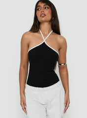Azara Contrast Arrowneck Bodysuit Black / White