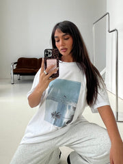 From Elsewhere Oversized Graphic Tee White