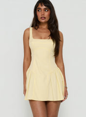 Lelouise Tie Back Mini Dress Butter Yellow