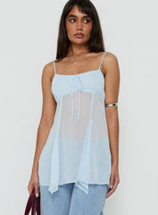 Fabriana Babydoll Sheer Top Blue