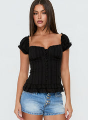 Suiter Frill Detail Top Black