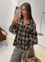 Caydence Long Sleeve Button Down Flannel Top Check Multi