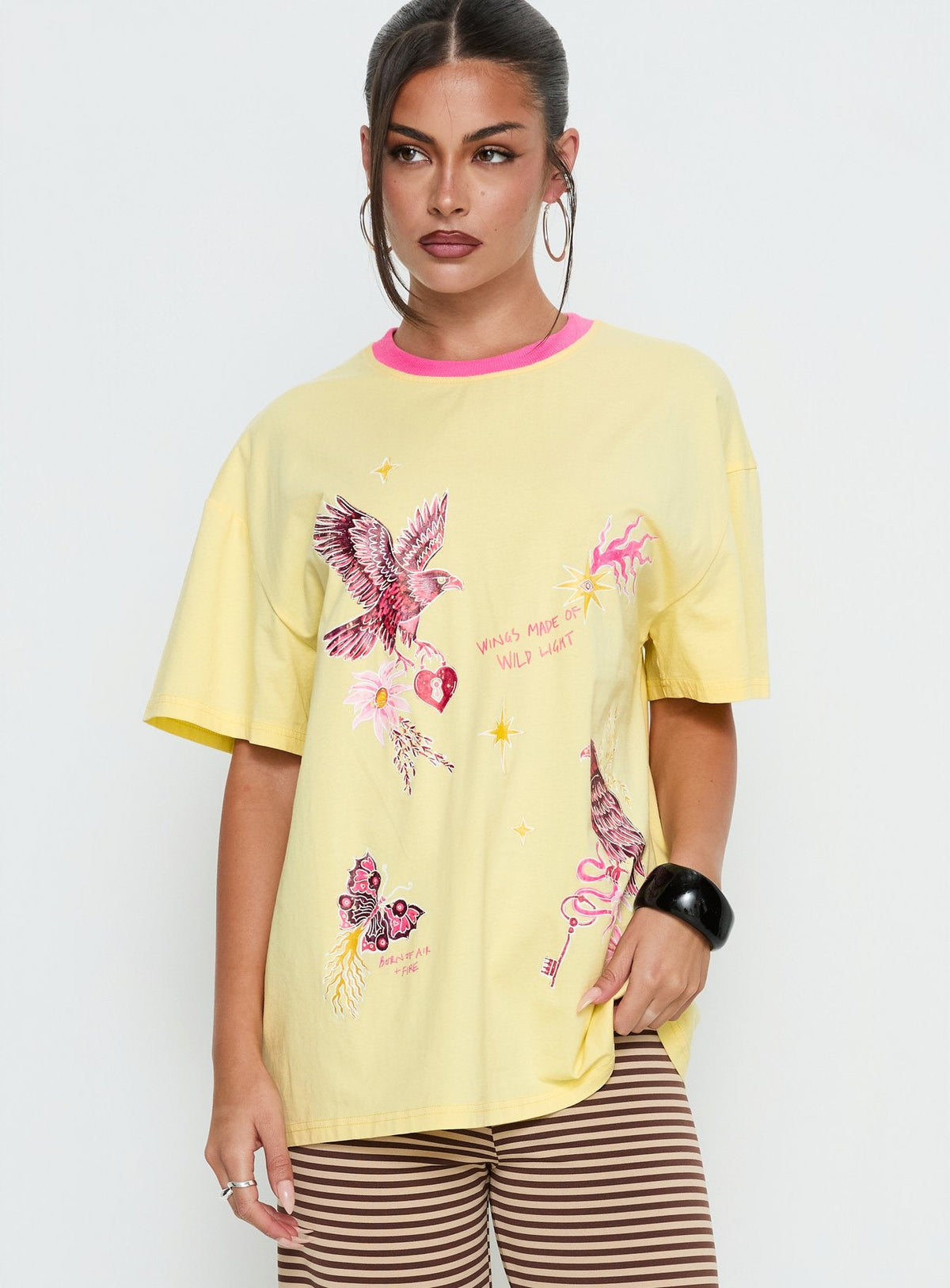 Wild Light Oversized Graphic Tee Yellow / Pink