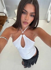 Idiana Halter Keyhole Top Cream
