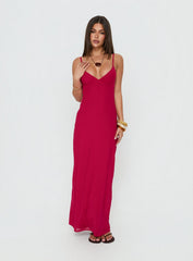 Glass Half Full Mesh Maxi Dress Electric Fuschia