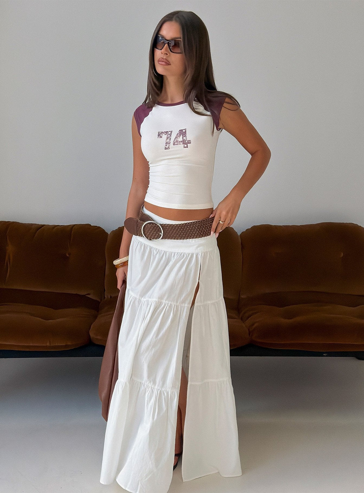 Silver Soul Maxi Skirt White
