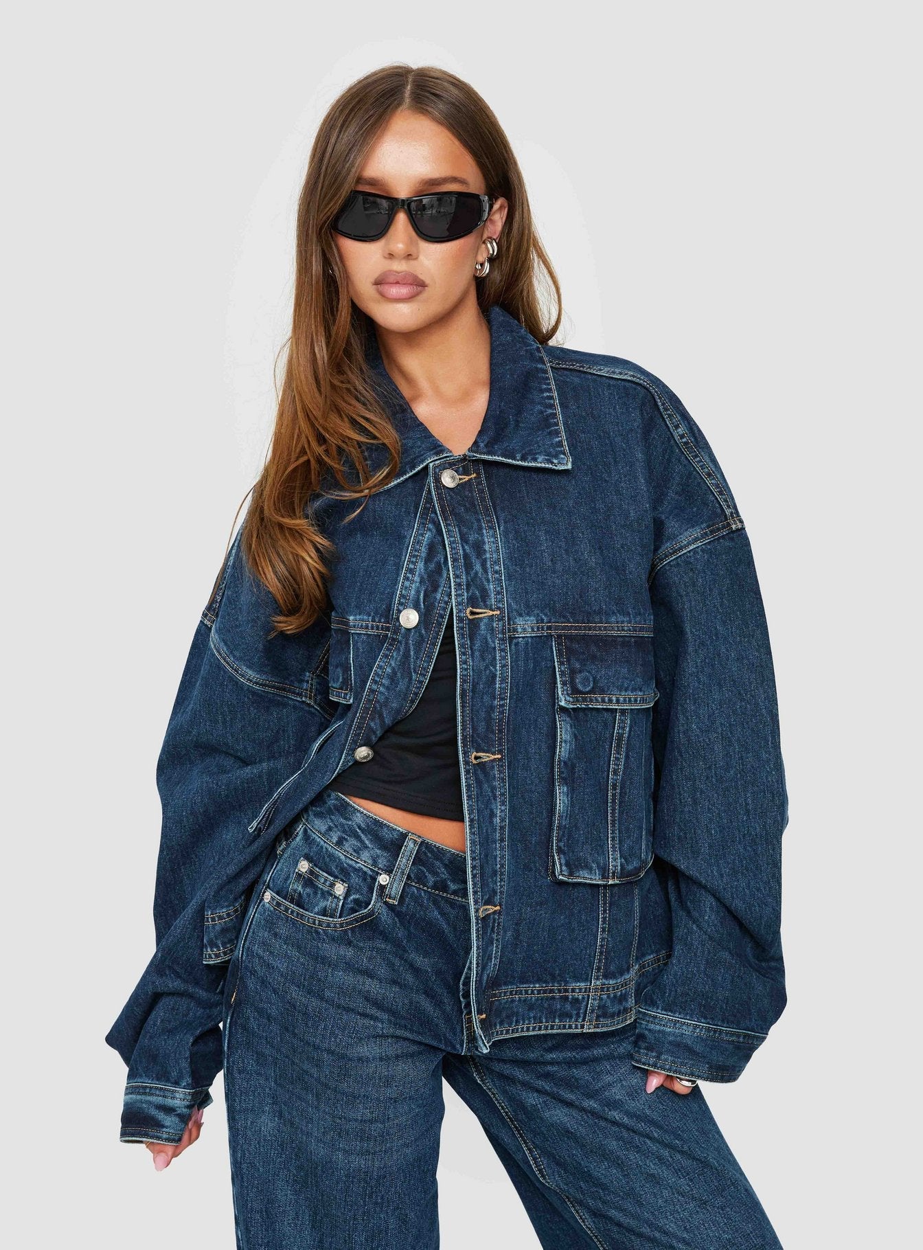 Kier Oversized Jacket Denim Dark Blue Wash