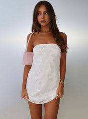 Karlottie Strapless Mini Dress White Burnout