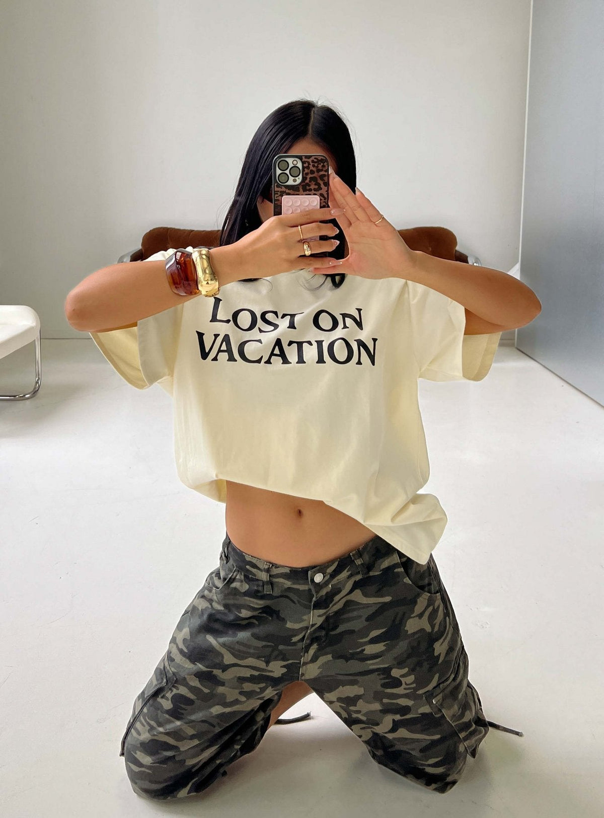 Lost On Vacation Oversized Tee Yellow