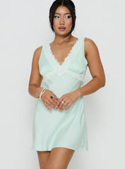 Laurelia Lace V Neck Mini Dress Jelly Mint