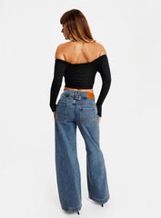 Jankins Low Rise Straight Leg Jeans Mid Wash