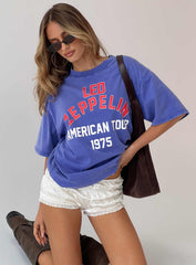 Led Zeppelin Vintage Oversized Graphic Tee Blue
