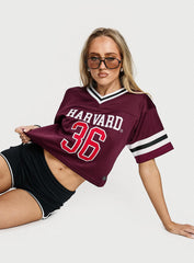 Harvard Cropped Football Jersey Tee Red