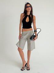 Sevigney Long Elasticated Shorts Cream Check
