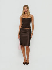 Somani Satin Midi Skirt Chocolate