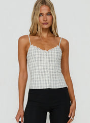 Dalanie Tie Strap Top White / Black Check