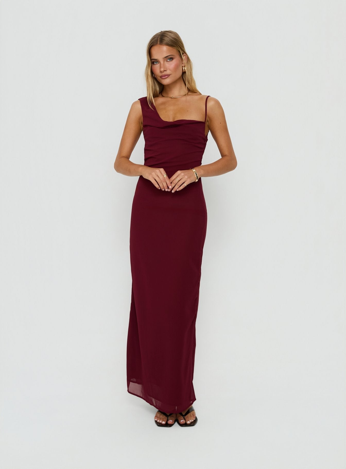 Laurisa Draped Maxi Dress Wine