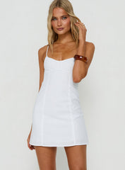 Alidea Gathered Bust Mini Dress White
