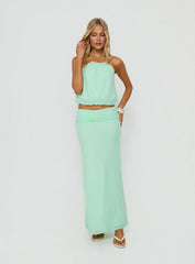 Wild Dune Ruched Waist Maxi Skirt Green