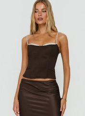 Somani Layered Corset Top Chocolate / White