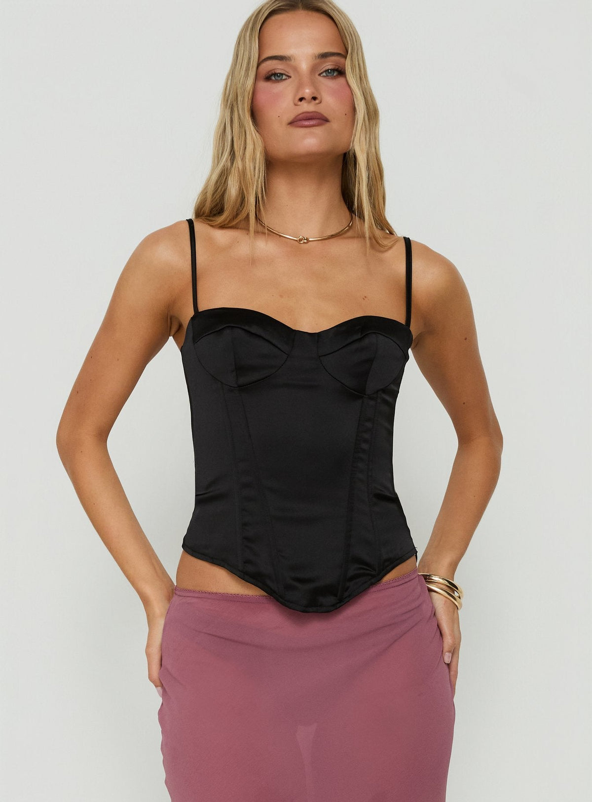 Selesta Structured Bustier Top Black