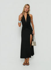 Kariee Plunge Neck Maxi Dress Black