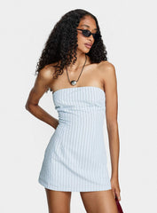 Yumiko Strapless Romper Blue Stripe
