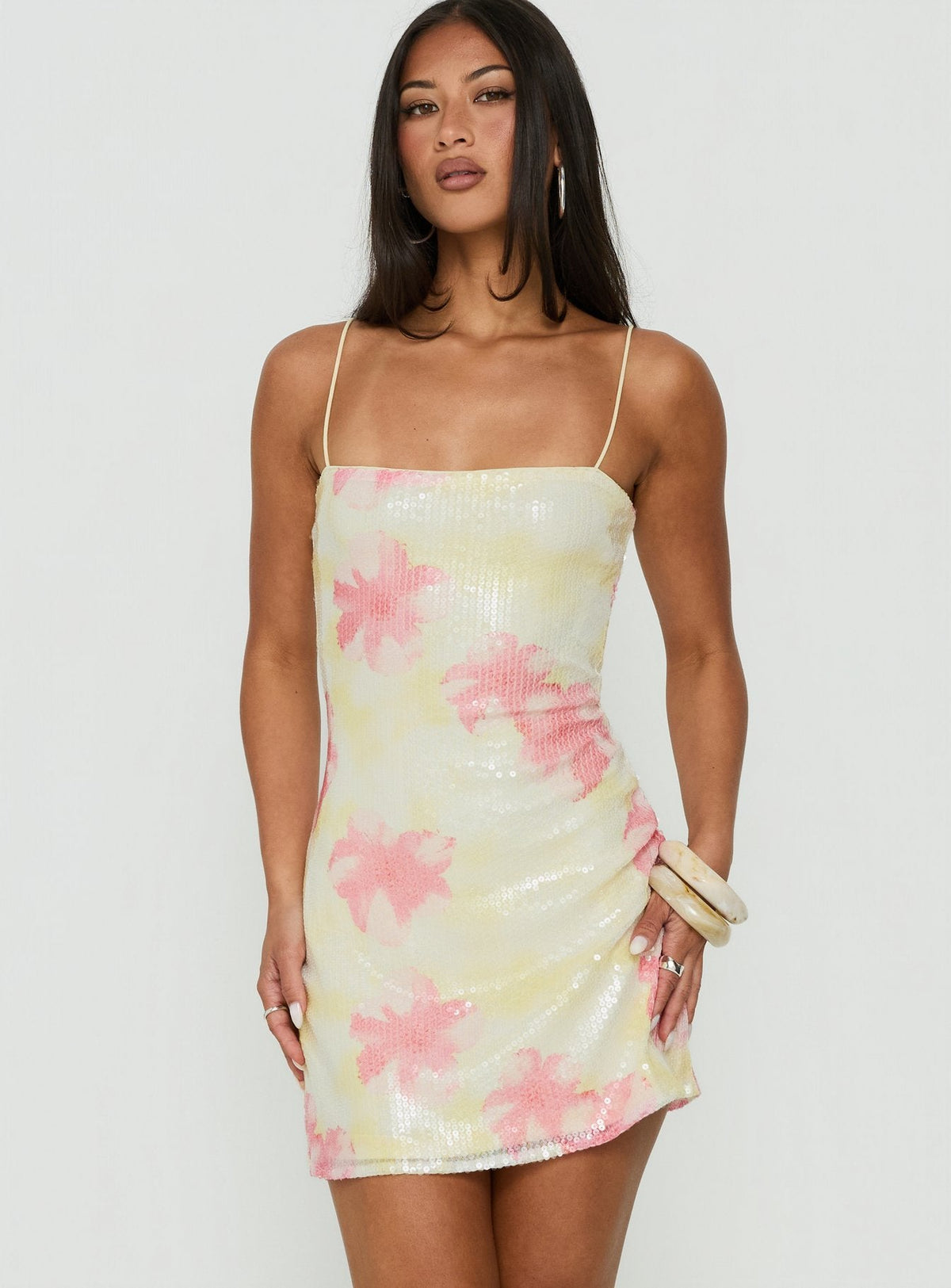 Nikai Graphic Mini Dress Sequin Floral