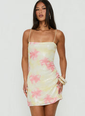 Nikai Graphic Mini Dress Sequin Floral