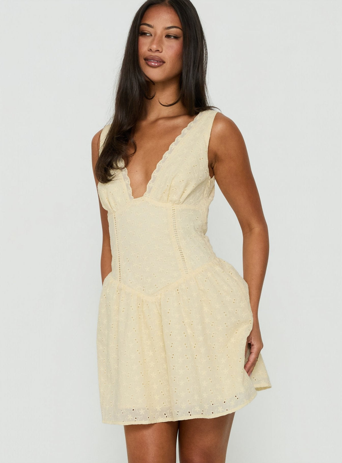 Thinking Bout You Lace Trim Sleeveless Mini Dress Butter