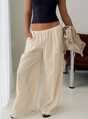 Lunea Concealed Waistband Pants Beige Stripe