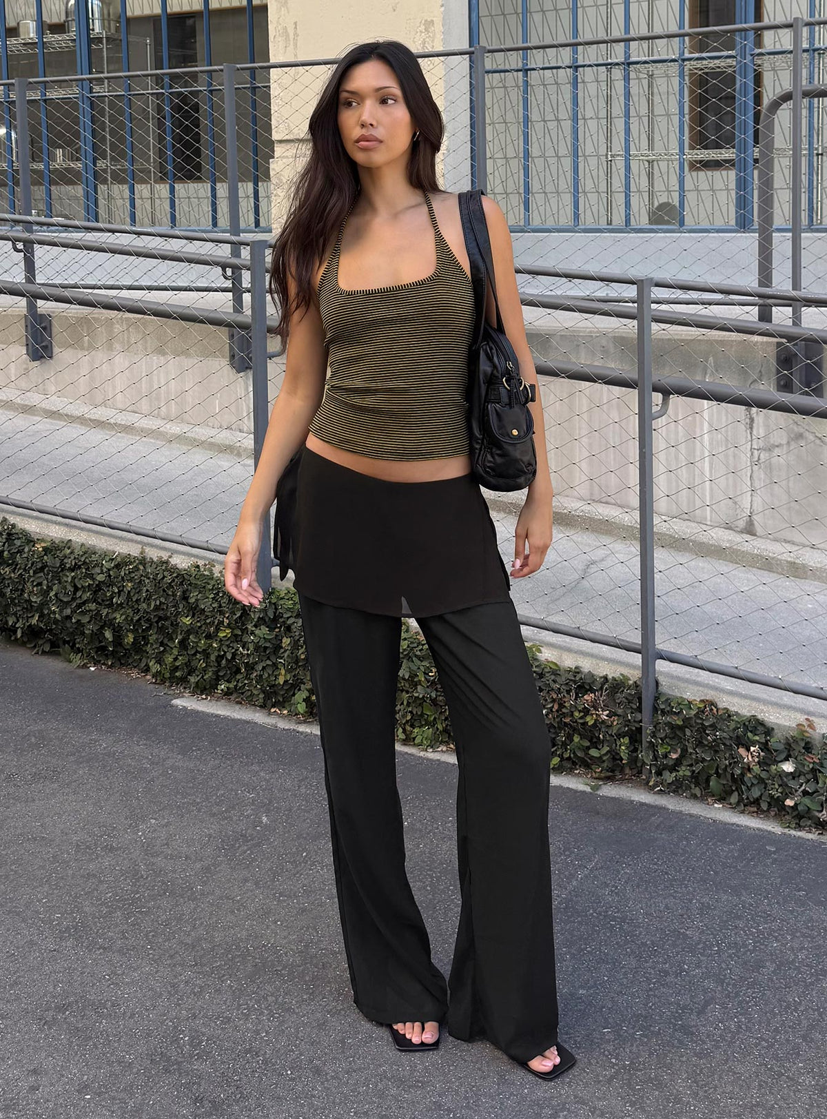 Jaedon Chiffon Layered Pants Black