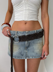 Dayten Ring Detail Crochet Belt Brown