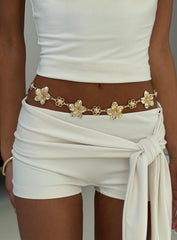 Orvena Floral Chain Belt Gold
