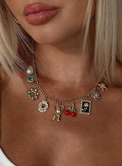 Cherry Dreams Charm Necklace Gold