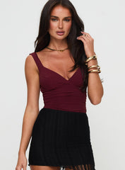Morgane Mesh Bodysuit Burgundy