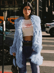 Josefina Faux Fur Detail Jacket Blue