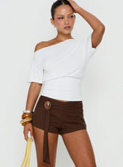 Florana Belted Mini Shorts Chocolate