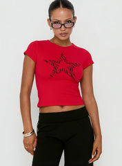 Rebel Star Graphic Baby Tee Red