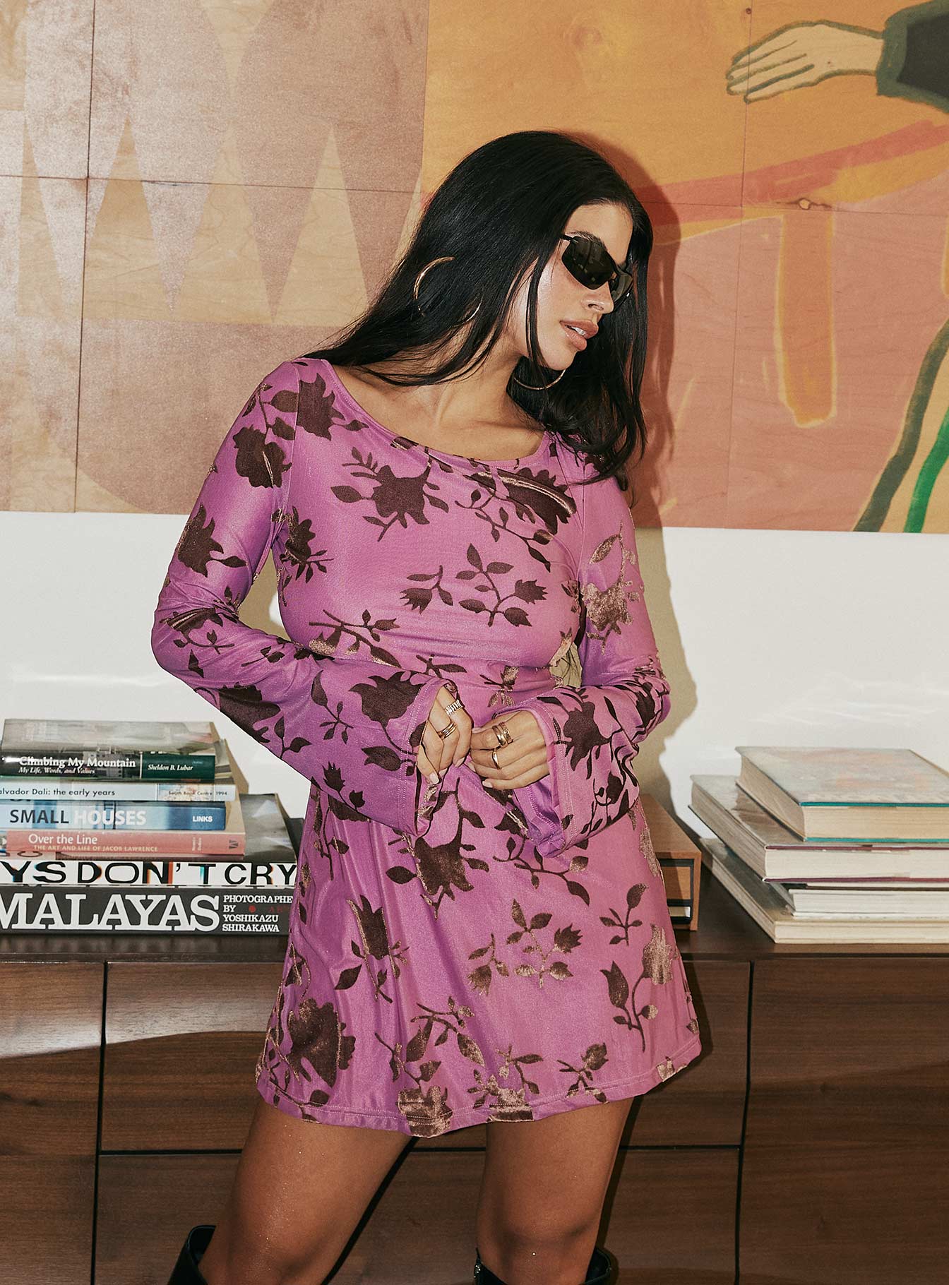 Lukea Long Sleeve Mini Dress Pink / Floral