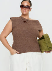 Ashfield Off Shoulder Top Brown Curve