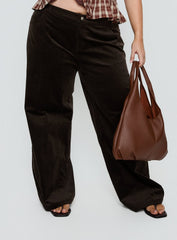 Kenza Wide Leg Corduroy Pant Brown Curve