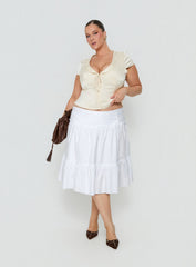 Cascades Low Rise Midi Skirt White Curve