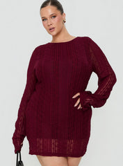 Delandra Long Sleeve Textured Playsuit Red Curve